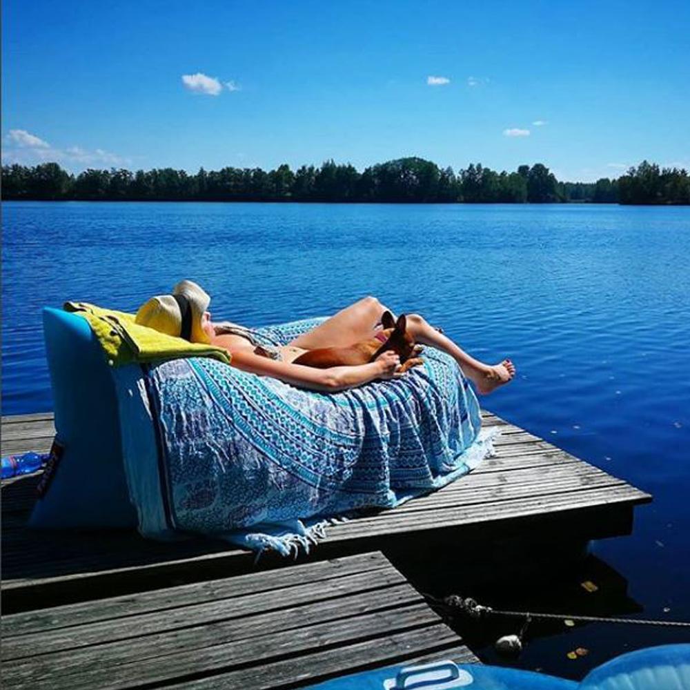 Надувной шезлонг лежак диван Oxford пр-во Украина синий - фото 3 - id-p1332323825