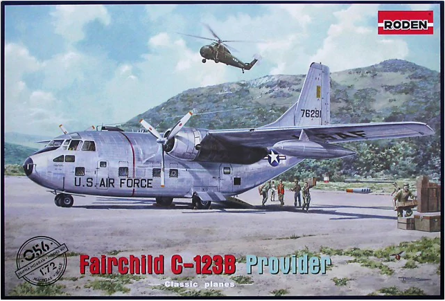 Пластикова модель 1/72 Roden 056 американський військово-транспортний літак Fairchild C-123B Provider, фото 1