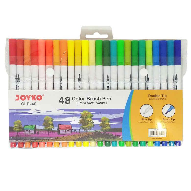 Фломастери 48кол. Joyko двосторонні з пензликом CLP-40, фото 1