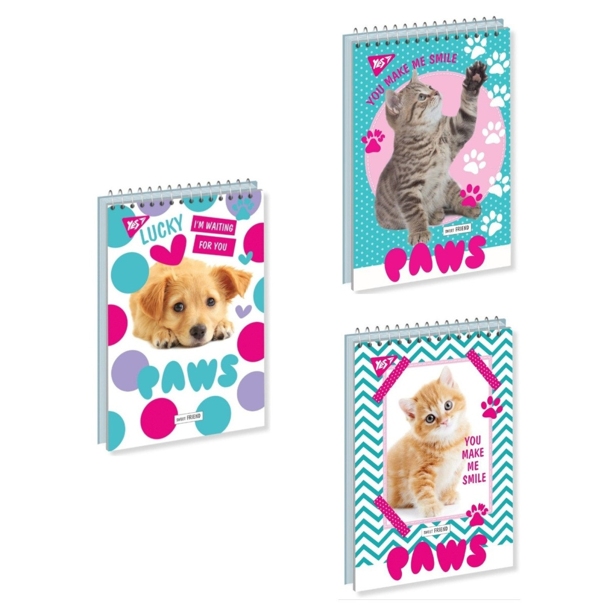 Блокнот А6, верхня спіраль, 80 арк., "LOVELY PAWS" 681736