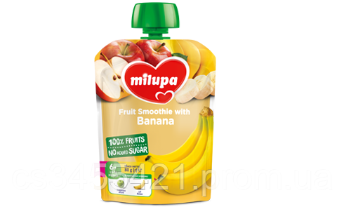 ПЮРЕ MILUPA ЯБЛУКО І БАНАН ПАУЧ 80Г, фото 1