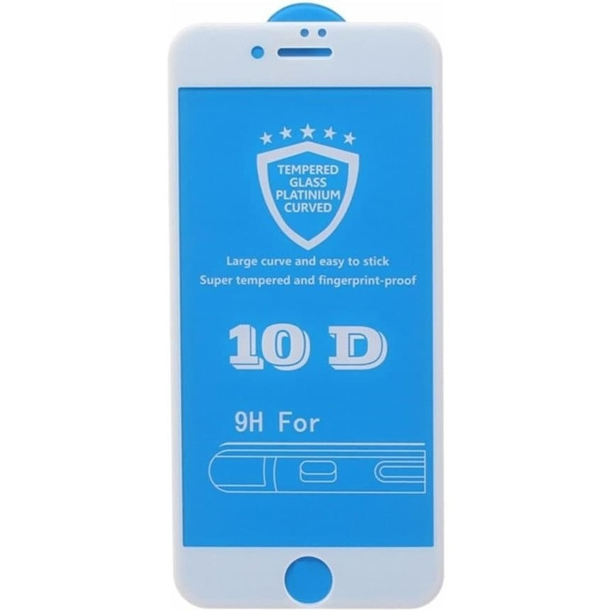 Захисне скло 10D 9H для iPhone 6, 6s біле