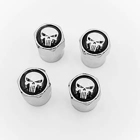 Захисні ковпачки на ніпеля "Череп Каратель" (Punisher) 4 шт Хром