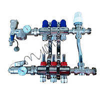 Колектор для теплої підлоги у зборі з триходовим клапаном на 2 контури