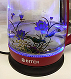 Електрочайник BITEK з квіткою BT-3111 Червоний, фото 2