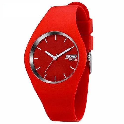 Skmei 9068 rubber червоні жіночі класичні годинник, фото 1
