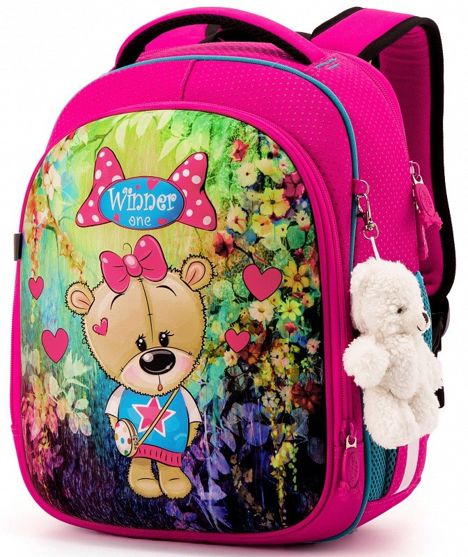 Ранец Школьный Каркасный Ортопедический для Девочки в 1-4 Класс Мишка ...