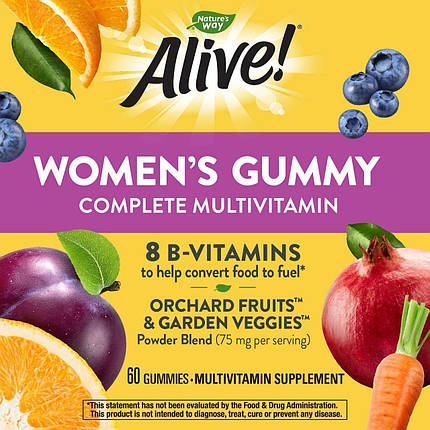Мультивітаміни для жінок Nature's Way Alive! Women's Gummy Complete Multivitamin 60 Gummies (Berry), фото 2