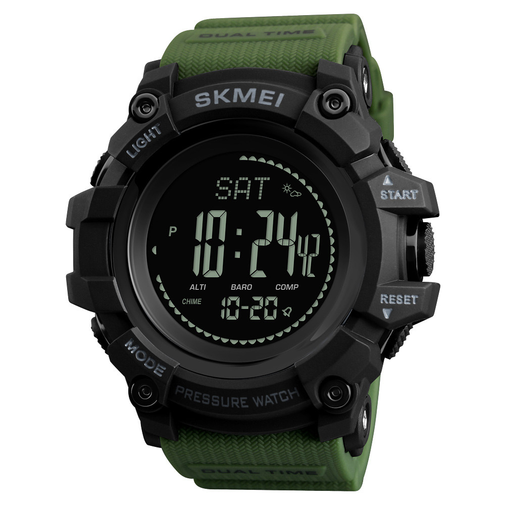 Skmei 1358 processor зелені чоловічий годинник з барометром