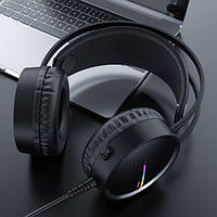 Навушники ігрові Hoco W100 Touring gaming headset з мікрофоном Black, фото 3