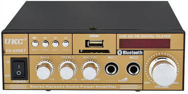 Підсилювач звуку UKC SN-606 Bluetooth FM радіо USB 2х300W караоке