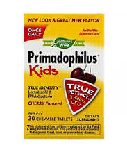Пробіотик для дітей Nature's Way Primadophilus, Kids 2-12, 3 Billion CFU 30 Tabs (Cherry)