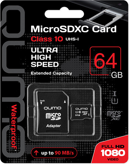 Картка пам'яті microSDXC Qumo 64 Гб клас 10 UHS-1