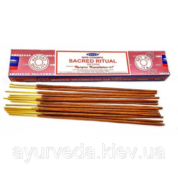 Ароматичні палички індійські натуральні Nag Champa Sacred Ritual — Священний ритуал (15g) Satya