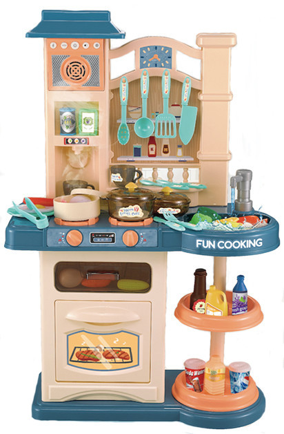 Кухня дитяча ігрова Fun Cooking 838A, 2 кольори, звук, світло, тече вода, холодна пара, посуд