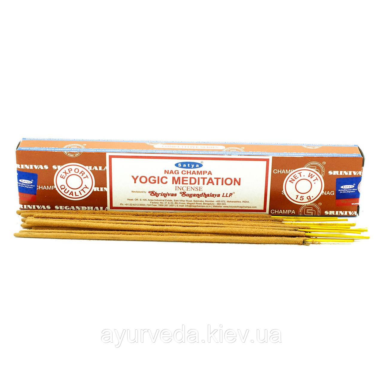 Ароматичні палички індійські натуральні Satya Nag Champa Yogic Meditation - Медитація, Йога (15g)