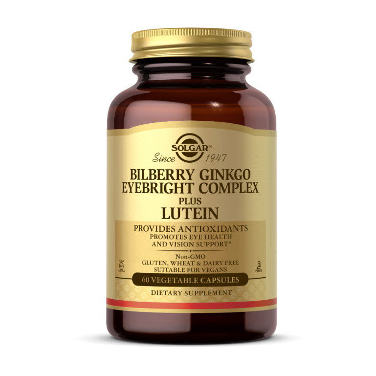 Комплекс для здоров'я очей Solgar Bilberry Ginkgo Eyebright Complex plus Lutein 60 veg caps