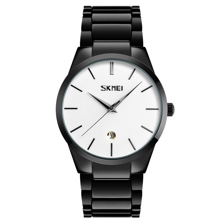Skmei 9140 чорний із білим циферблатом чоловічий годинник, фото 1