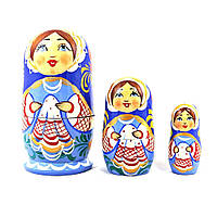 Мотрійка дерев'яна 3-х дівчинка Українка 10 см Гранд Презент М-04