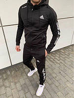 Спортивный костюм мужской весенний осенний Adidas Адидас черный Комплект Кофта + Штаны