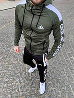 Спортивный костюм мужской весенний осенний Adidas Адидас хаки Комплект Кофта + Штаны