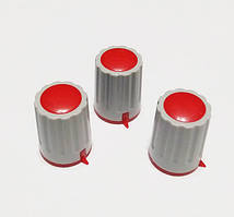 Ручка для змінного резистора R-04 сіра/червона (D=15мм H=21мм), з покажчиком