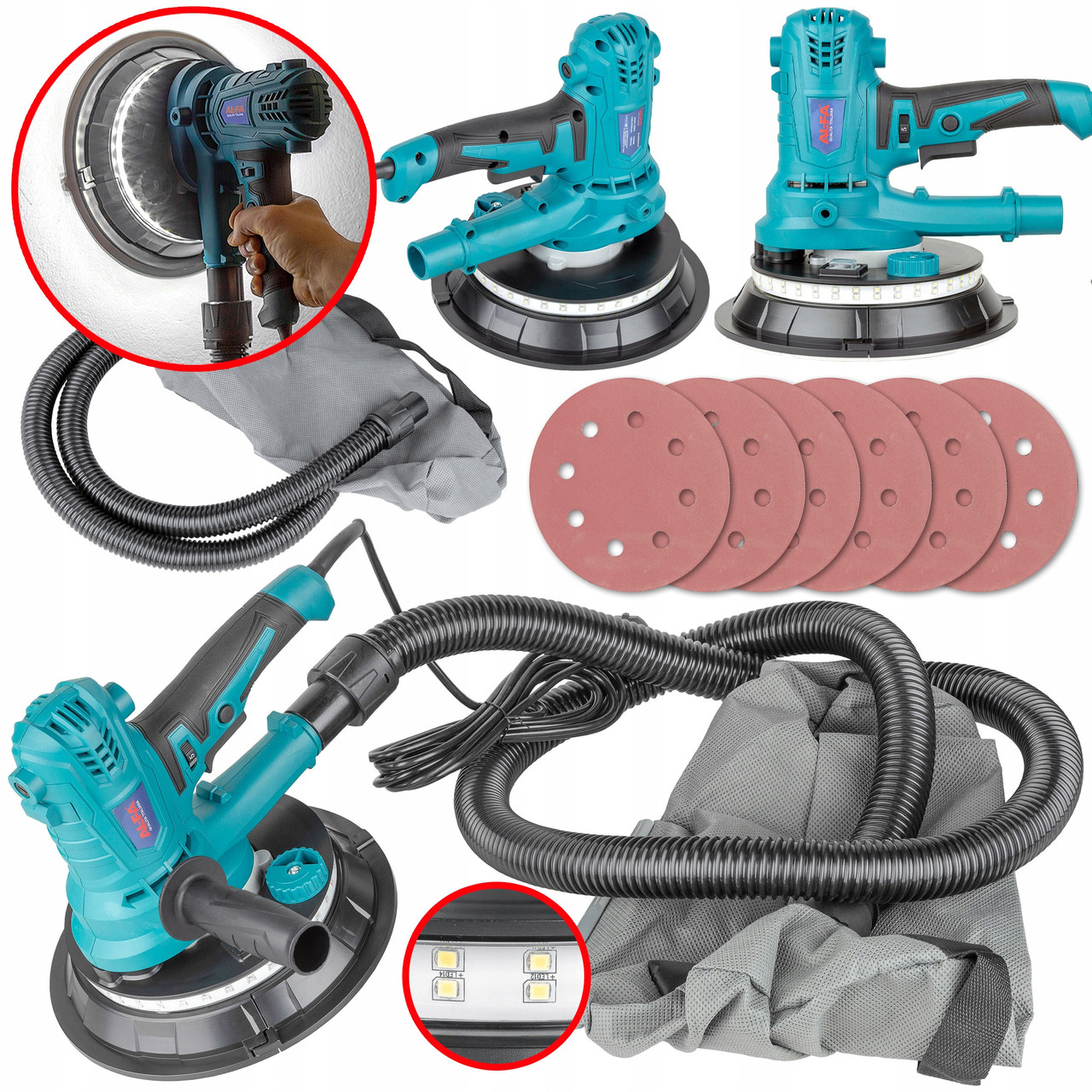 Шлифовальная машина для стен и потолков ALFA ALDWS15 со светодиодной ...