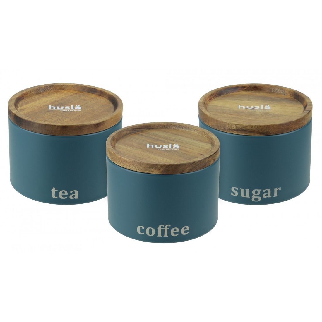 Набор емкостей для хранения: кофе, чай, сахар Зеленый Husla (73950)