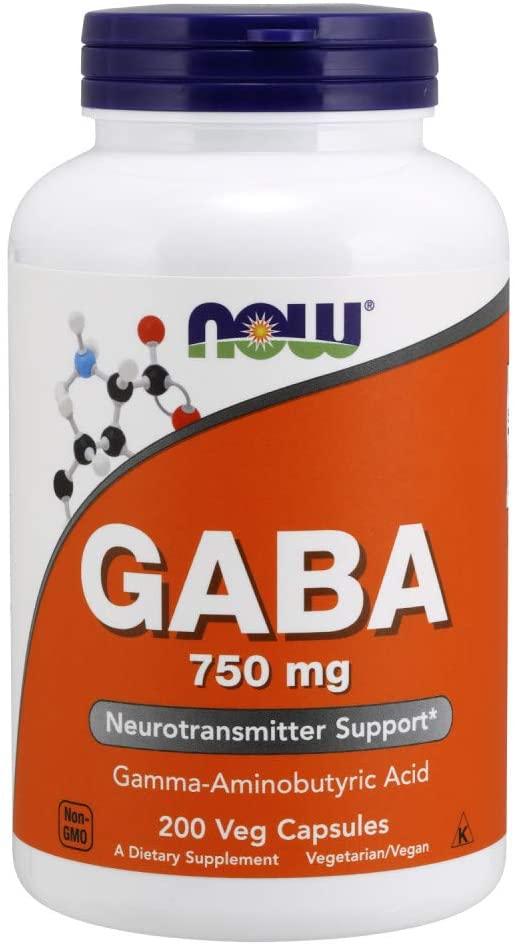 Габа гамма-аміномасляна кислота Now Foods GABA 750mg 200 капсул