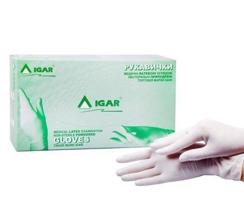 Рукавички IGAR латексні, розмір L з пудрою