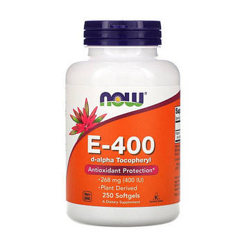 Вітамін Е Now Foods E-400 (250 softgels)