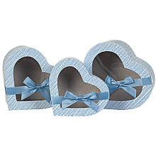 Подарункові коробки у вигляді серця "Класика блакитний" 3 шт в наборі 26х24,5х12 см