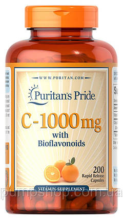Вітамін C Puritan's Pride Vitamin C-1000 мг with Bioflavonoids 200 капс. (уцінка термін по 9.23), фото 1