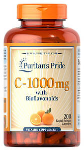 Вітамін C Puritan's Pride Vitamin C-1000 мг with Bioflavonoids 200 капс. (уцінка термін по 9.23)