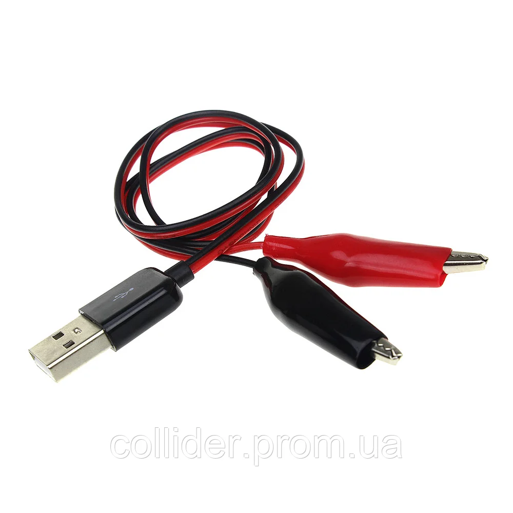 Перехідник USB - затискачі, крокодили, провід живлення 60см