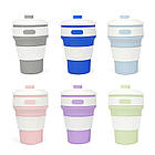 Складна силіконова чашка з кришкою Collapsible Coffe Cup 350 ml., Силіконова складна кружка для подорожей, фото 2