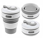 Складна силіконова чашка з кришкою Collapsible Coffe Cup 350 ml., Силіконова складна кружка для подорожей, фото 4