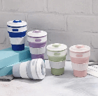 Складна силіконова чашка з кришкою Collapsible Coffe Cup 350 ml., Силіконова складна кружка для подорожей, фото 8