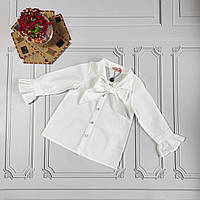 Белая нарядная блузка, рубашка для девочки 116-122