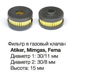 Фільтр газовий клапан Atiker, Mimbas, Fema (Атікер)