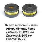 Фільтр газовий клапан Atiker, Mimbas, Fema (Атікер)
