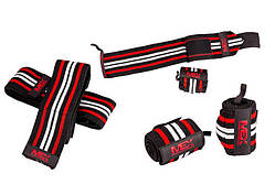 Кистьові бинти MEX Pro Wrist Wraps червоно чорні