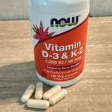 Вітаміни Д3 К2 NOW Foods Vitamin D-3 K-2 120 вег капс, фото 3