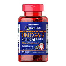 Жирні кислоти Омега 3 Puritan's Pride Triple Strength Omega 3 Fish Oil 1360 mg 60 гел капс риб'ячий жир