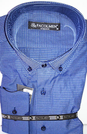 Сорочка чоловіча Pacolmen vd-0006 синя в клітку класична з довгим рукавом M, фото 1