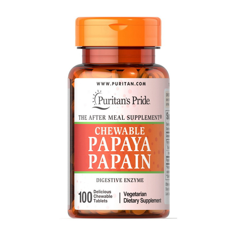 Ферменти Puritan's Pride Chewable Papaya Papain 100 таб