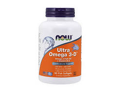 Жирні кислоти Омега 3 NOW Foods Ultra Omega 3-D 90 гел капс Нау Фудс риб'ячий жир