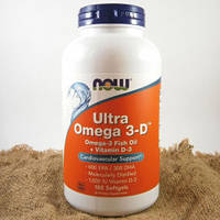 Ультра Омега 3 с витамином Д NOW Foods Ultra Omega 3-D 180 гел капс рыбий жир