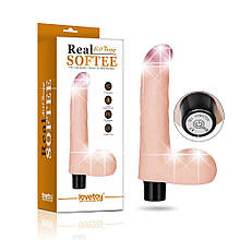 Реалістичний вібратор з мошонкою Real Softee Vibrator With Balls Flesh 8"