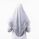 Кашемірова хустка з камінцями 90х90см Світло-сіра, фото 3